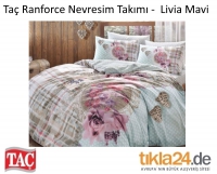 Taç Ranforce Çift Kişilik Nevresim Takımı - Livia Mavi Taç Ranforce Çift Kişilik Nevresim Takımı - Livia Mavi