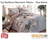 Taç Ranforce Çift Kişilik Nevresim Takımı - Elsa Kahve Taç Ranforce Çift Kişilik Nevresim Takımı - Elsa Kahve